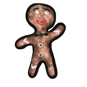 New Rare HTF Tuffy Gear Gingerbread Man Christmas Squeakers 11" Dog Toy Play